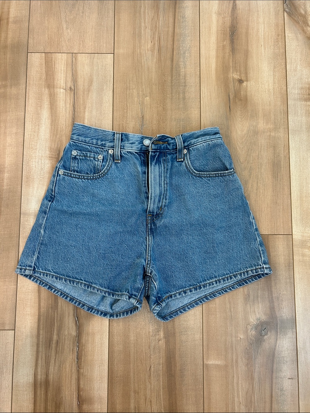 Levi's Medium Blue High-Waist Denim Shorts